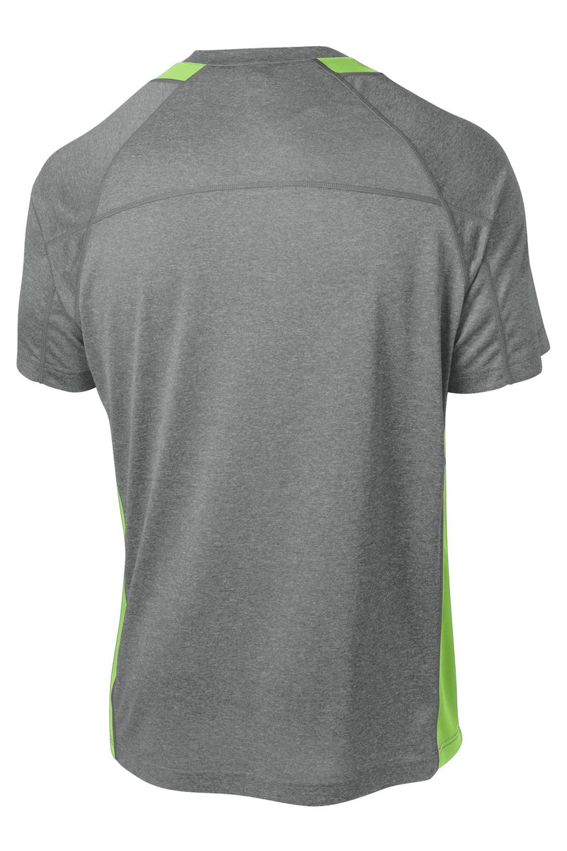 Sport-Tek Heather Colorblock Contender Tee - Vintage Heather/ Lime Shock