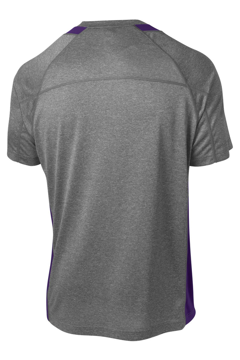 Sport-Tek Heather Colorblock Contender Tee - Vintage Heather/ Purple