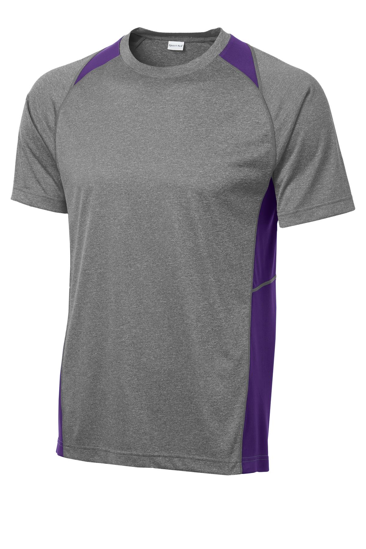 Sport-Tek Heather Colorblock Contender Tee - Vintage Heather/ Purple