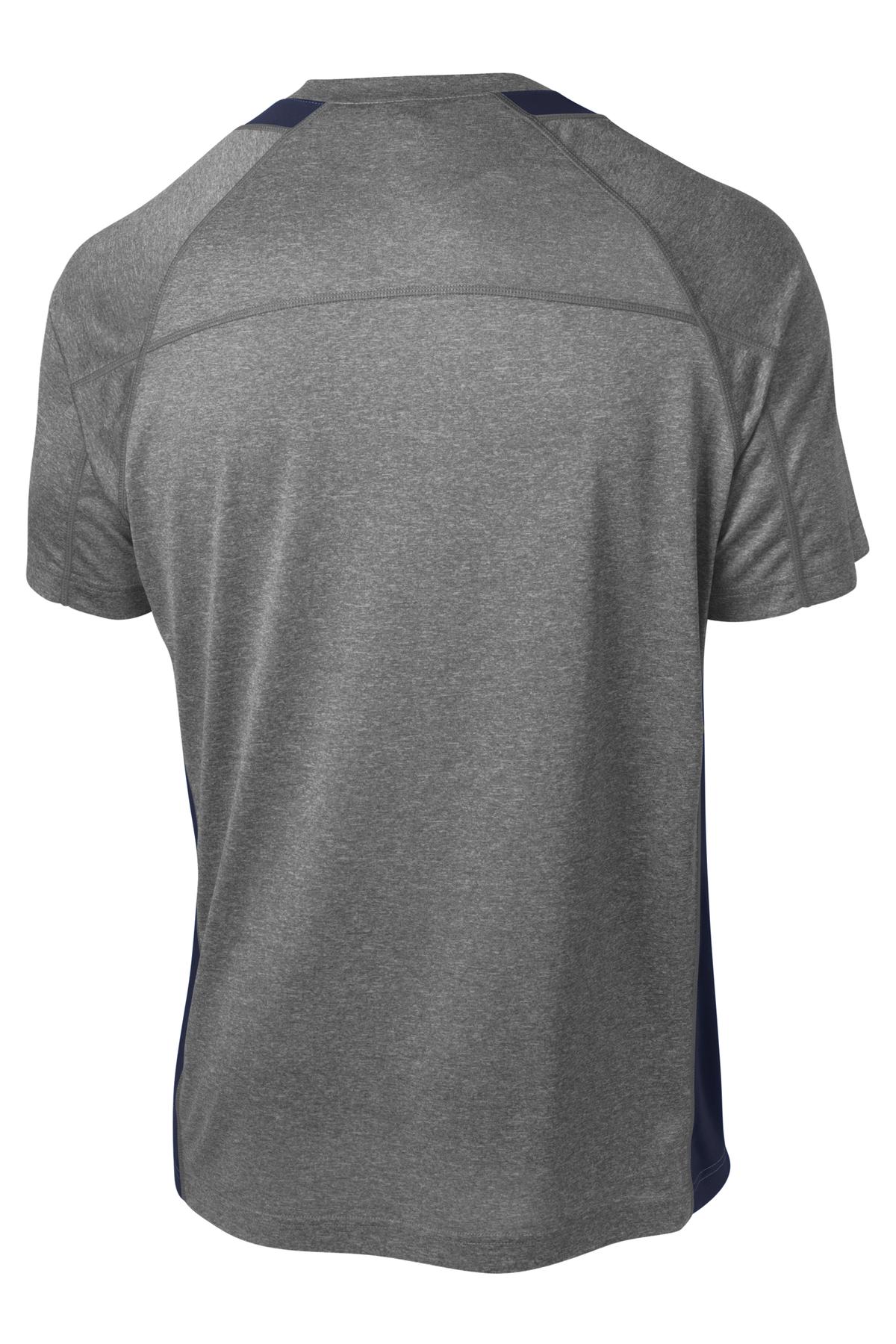 Sport-Tek Heather Colorblock Contender Tee - Vintage Heather/ True Navy
