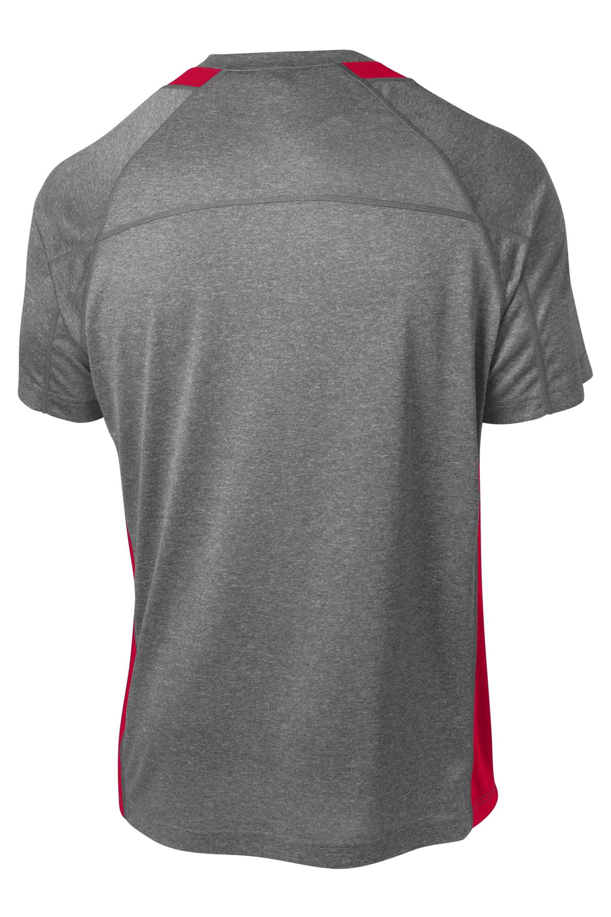 Sport-Tek Heather Colorblock Contender Tee - Vintage Heather/ True Red