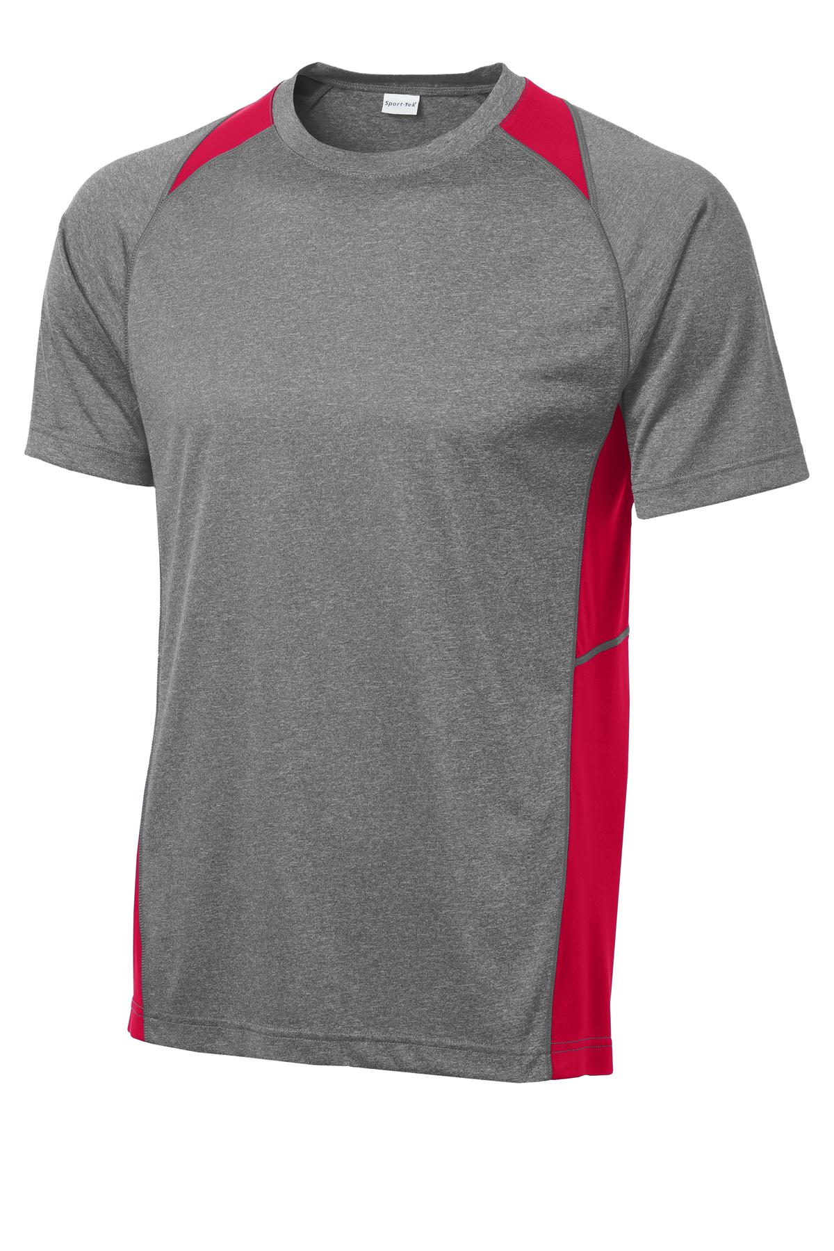 Sport-Tek Heather Colorblock Contender Tee - Vintage Heather/ True Red