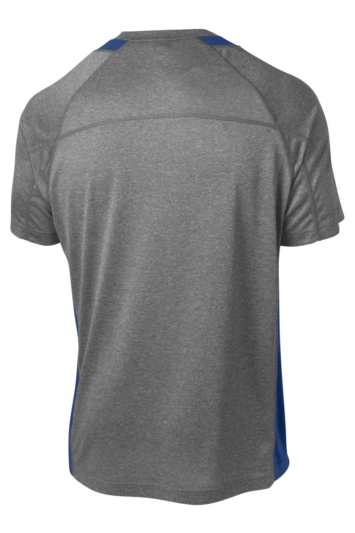 Sport-Tek Heather Colorblock Contender Tee - Vintage Heather/ True Royal