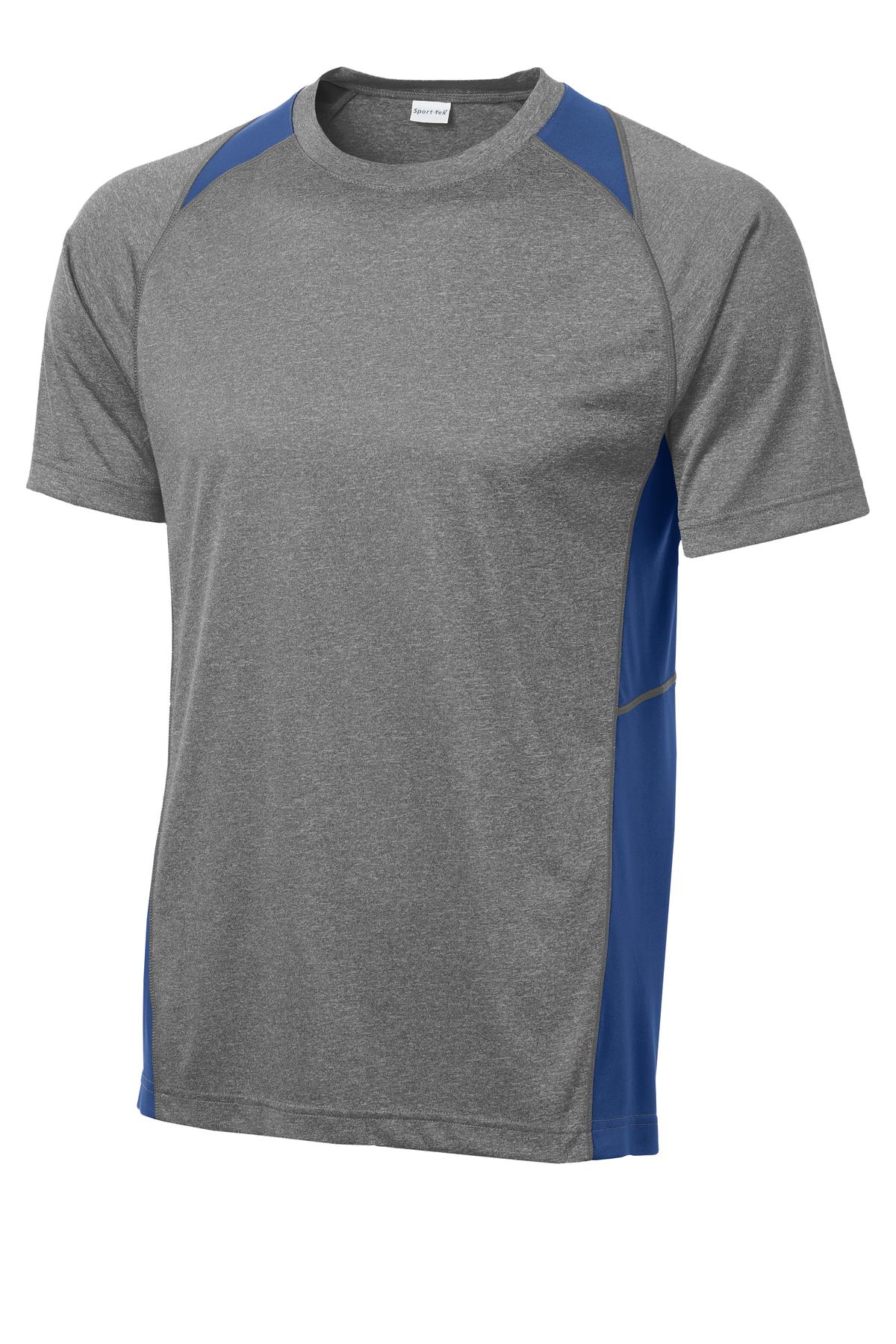 Sport-Tek Heather Colorblock Contender Tee - Vintage Heather/ True Royal