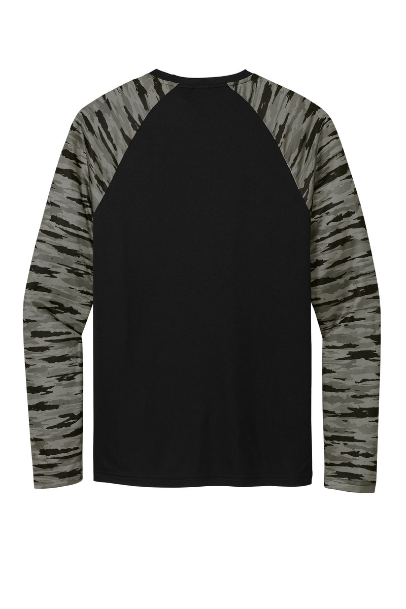 Sport-Tek Drift Camo Colorblock Long Sleeve Tee - Black