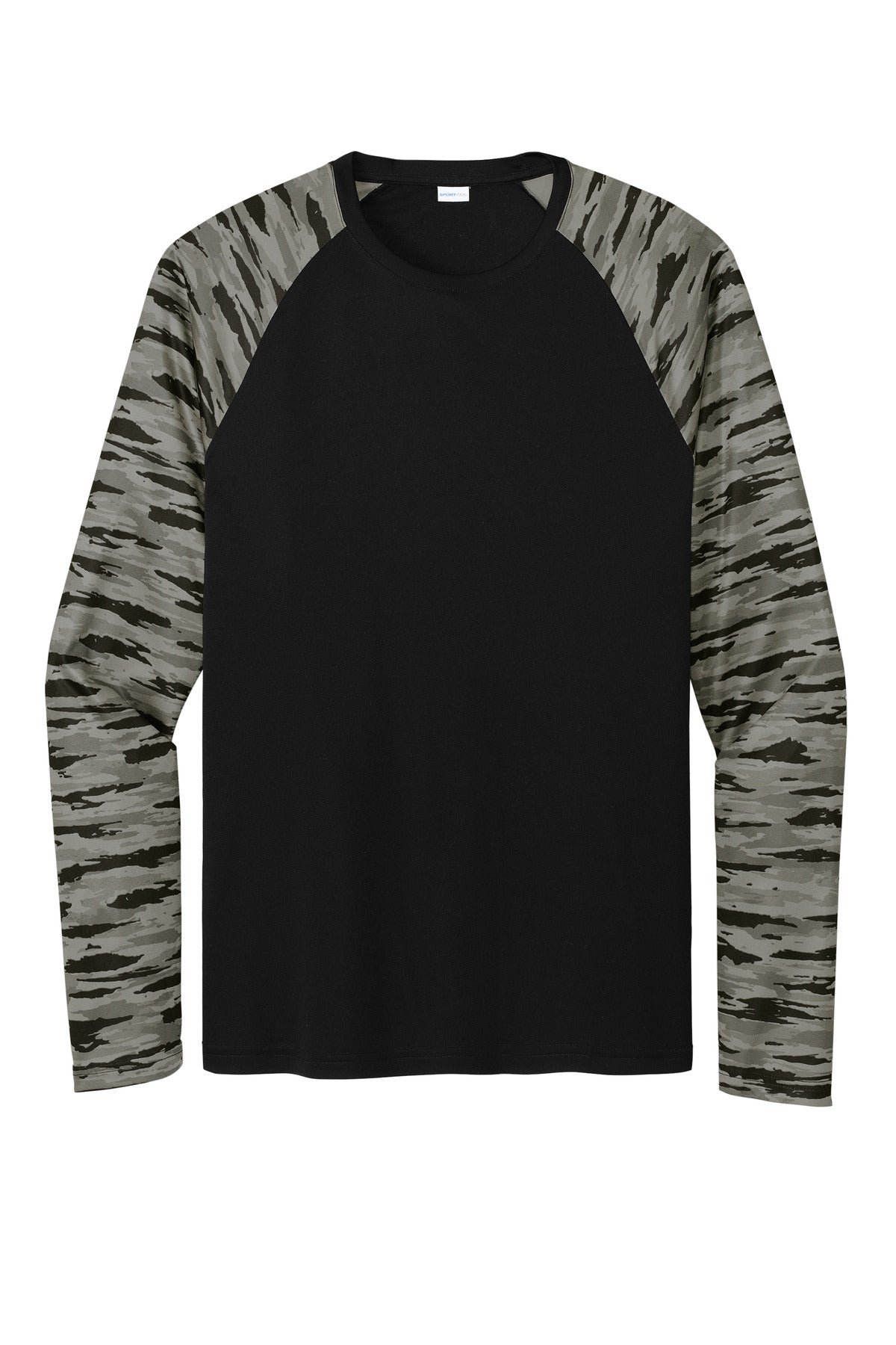 Sport-Tek Drift Camo Colorblock Long Sleeve Tee - Black