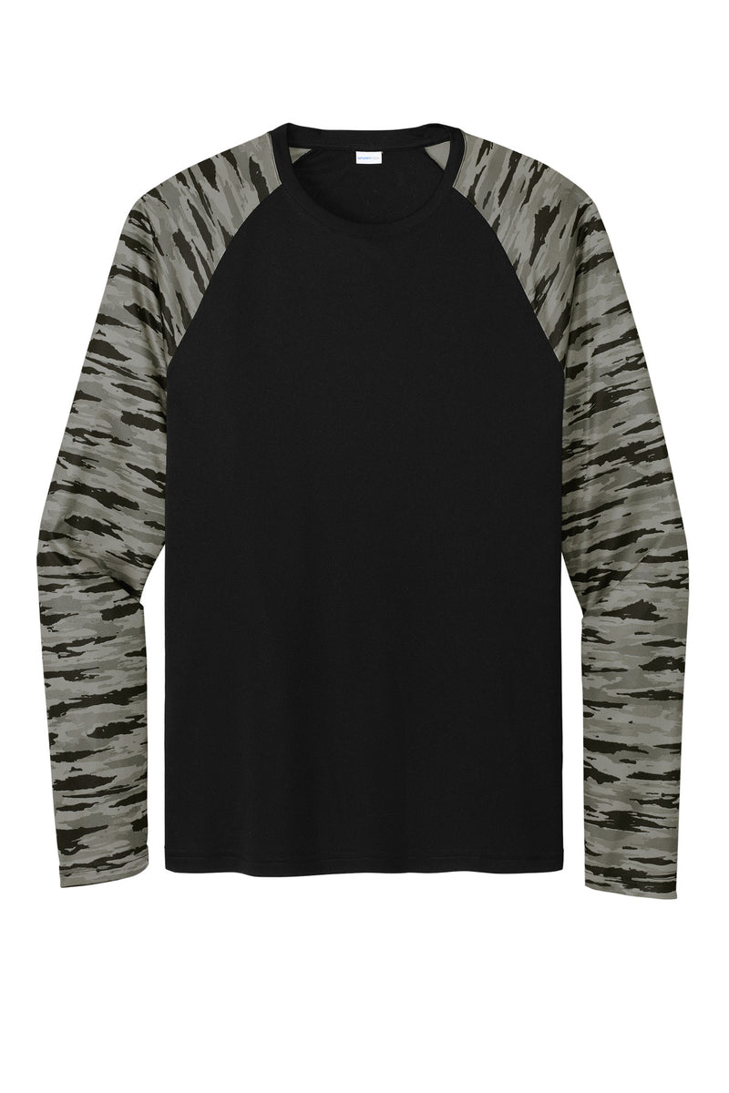 Sport-Tek Drift Camo Colorblock Long Sleeve Tee - Black