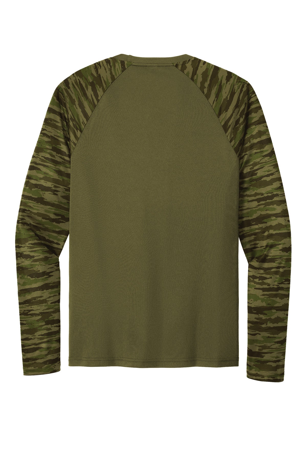 Sport-Tek Drift Camo Colorblock Long Sleeve Tee - Olive Drab Green