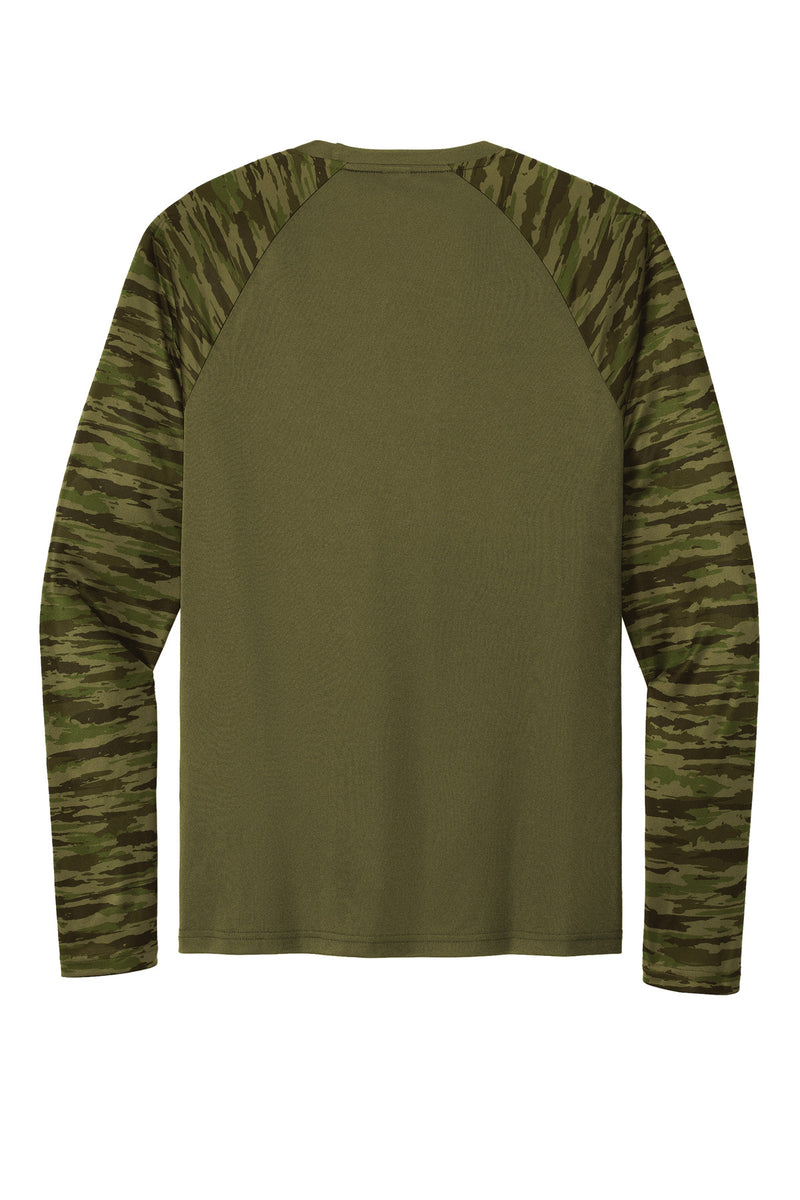 Sport-Tek Drift Camo Colorblock Long Sleeve Tee - Olive Drab Green
