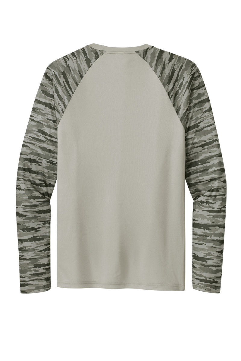 Sport-Tek Drift Camo Colorblock Long Sleeve Tee - Silver