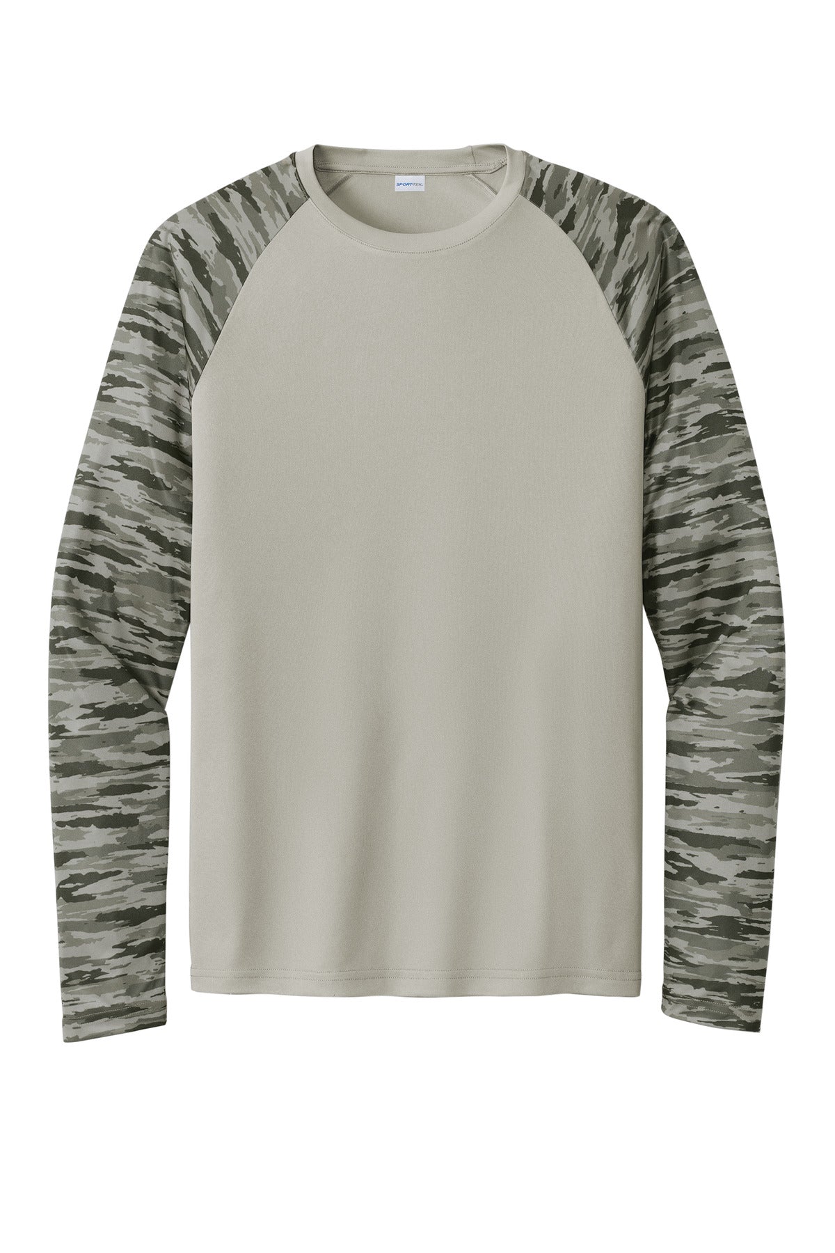 Sport-Tek Drift Camo Colorblock Long Sleeve Tee - Silver