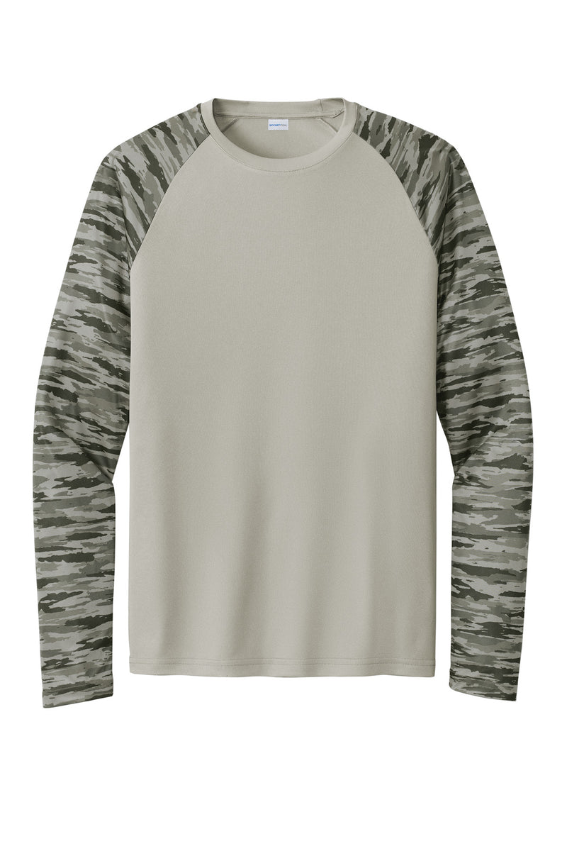 Sport-Tek Drift Camo Colorblock Long Sleeve Tee - Silver