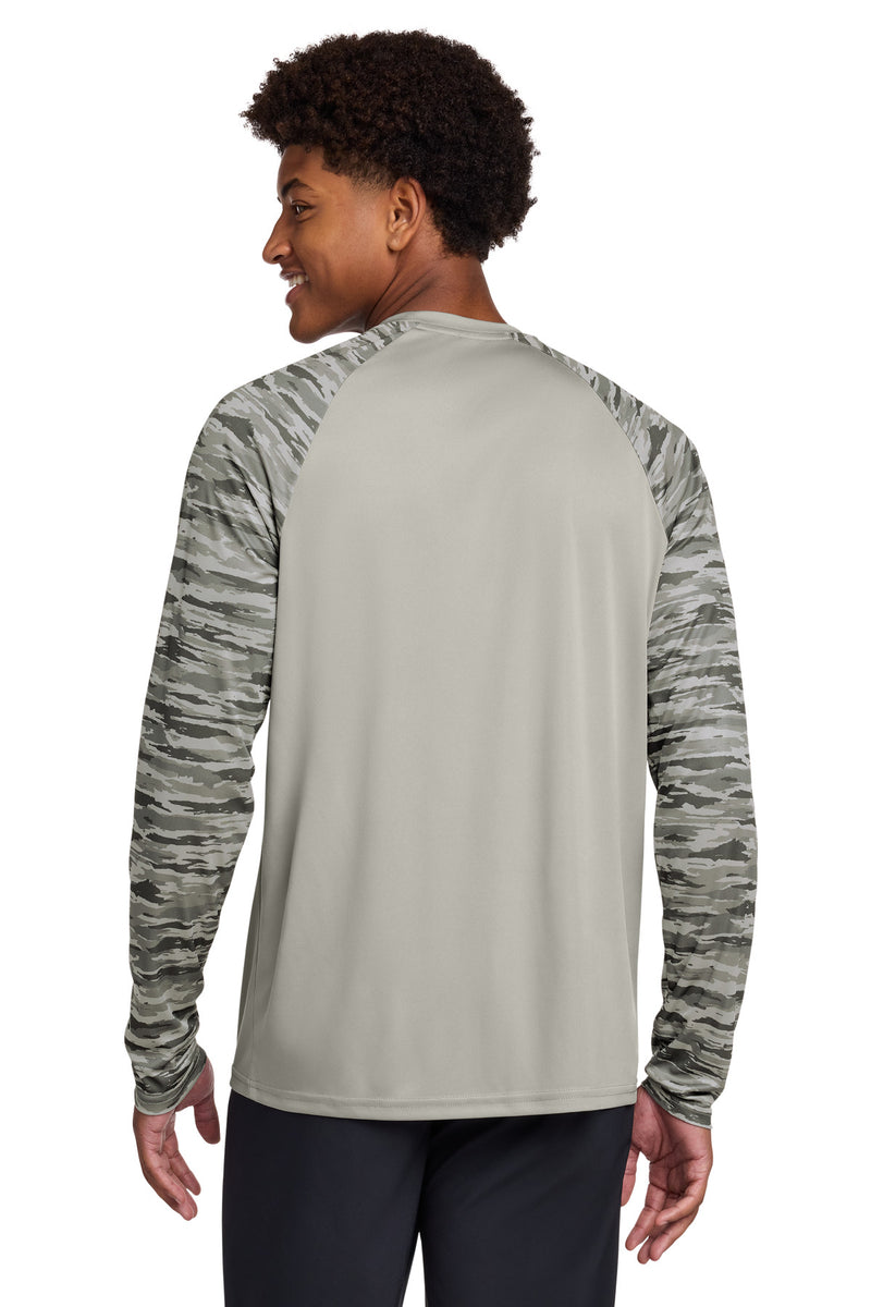 Sport-Tek Drift Camo Colorblock Long Sleeve Tee - Silver