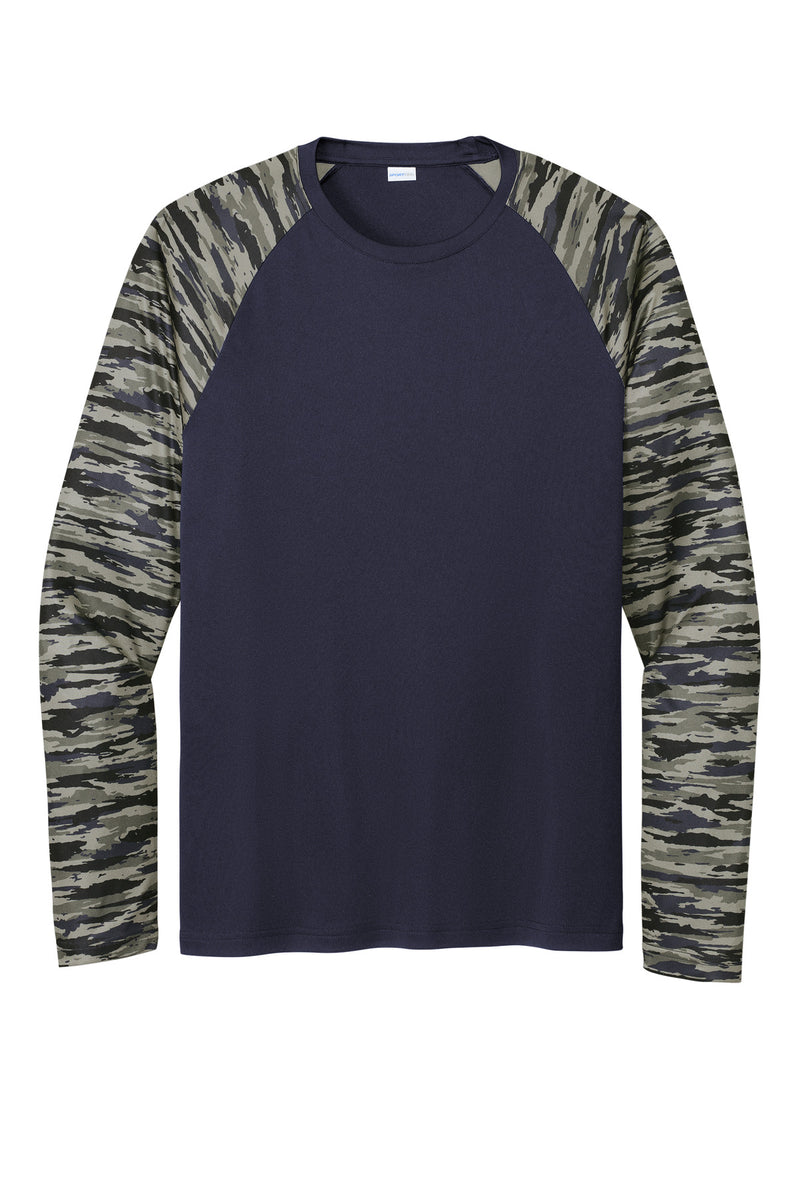 Sport-Tek Drift Camo Colorblock Long Sleeve Tee - True Navy