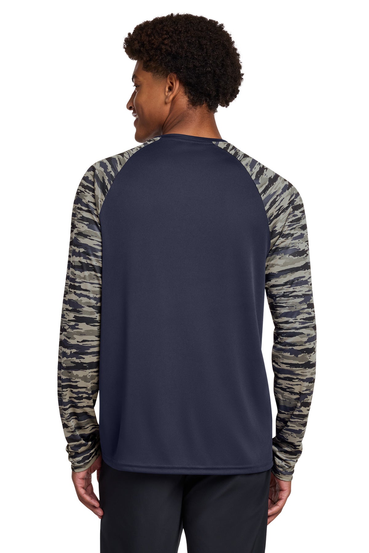 Sport-Tek Drift Camo Colorblock Long Sleeve Tee - True Navy