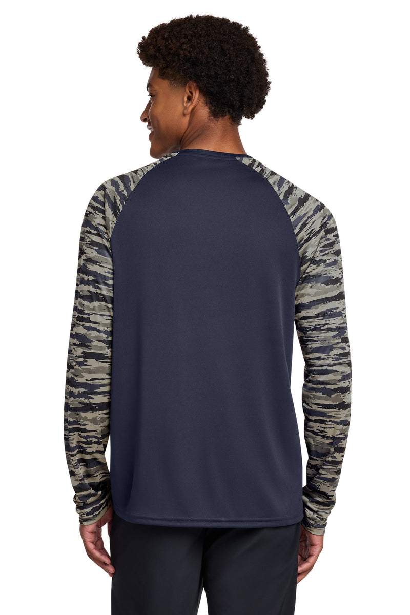 Sport-Tek Drift Camo Colorblock Long Sleeve Tee - True Navy