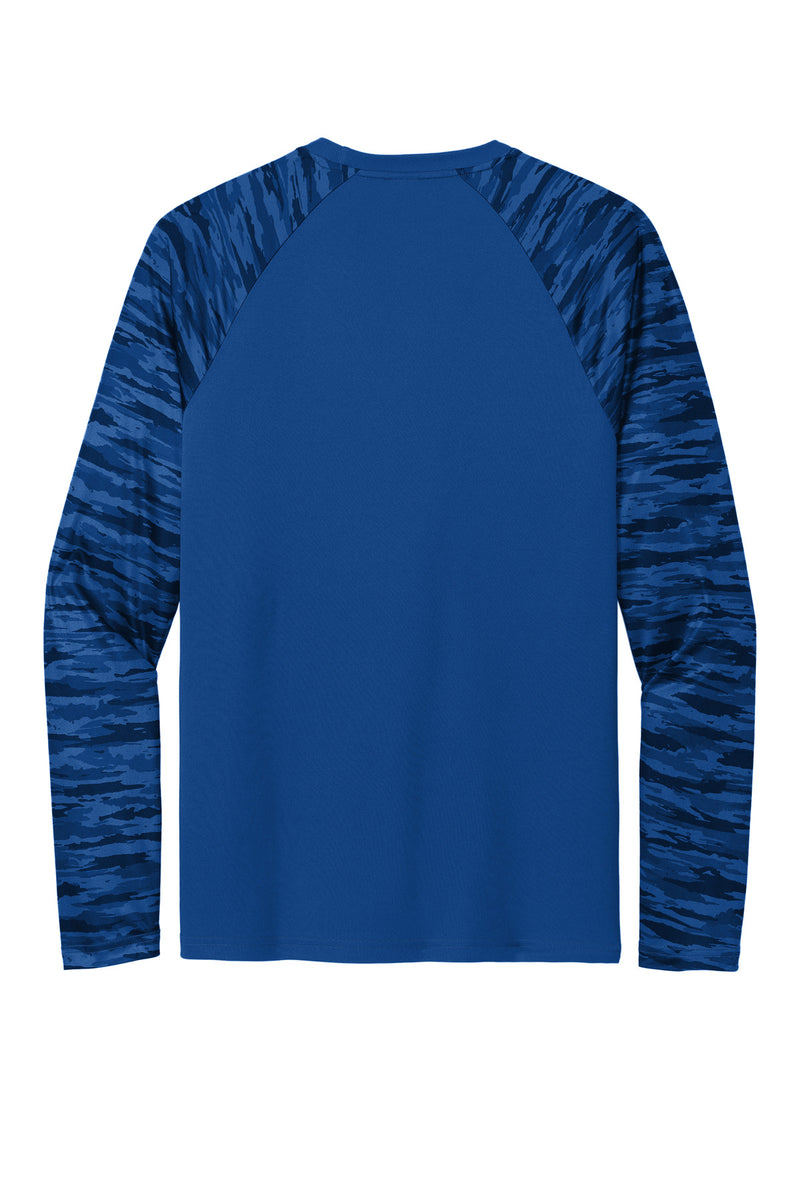 Sport-Tek Drift Camo Colorblock Long Sleeve Tee - True Royal