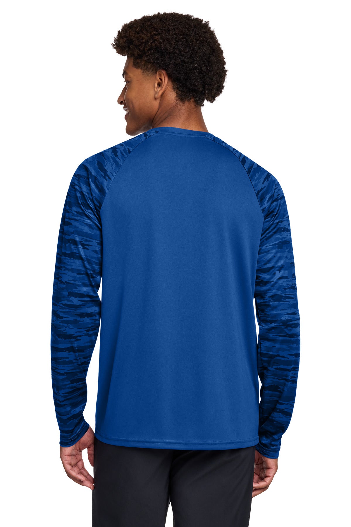 Sport-Tek Drift Camo Colorblock Long Sleeve Tee - True Royal