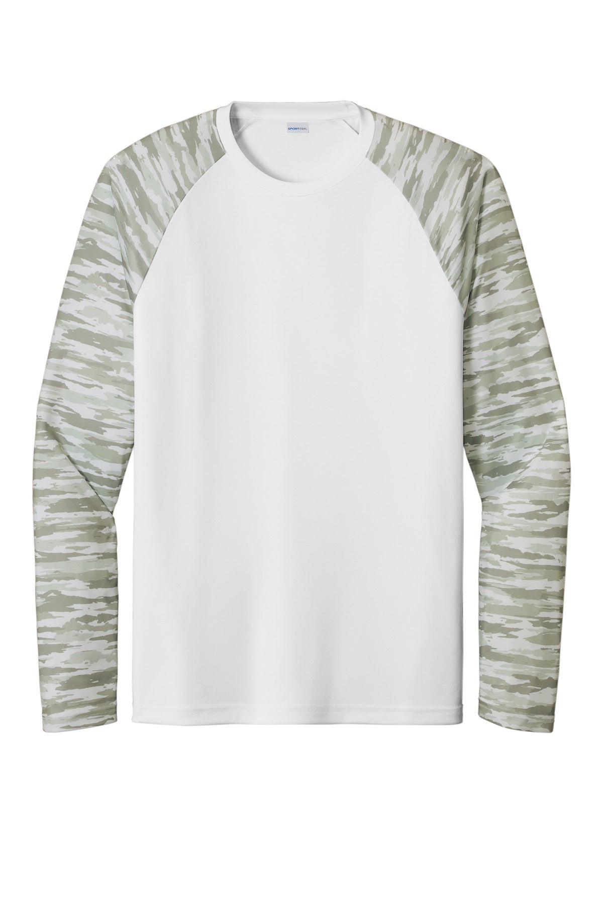Sport-Tek Drift Camo Colorblock Long Sleeve Tee - White