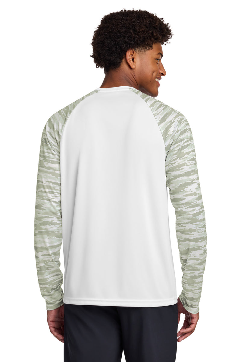 Sport-Tek Drift Camo Colorblock Long Sleeve Tee - White