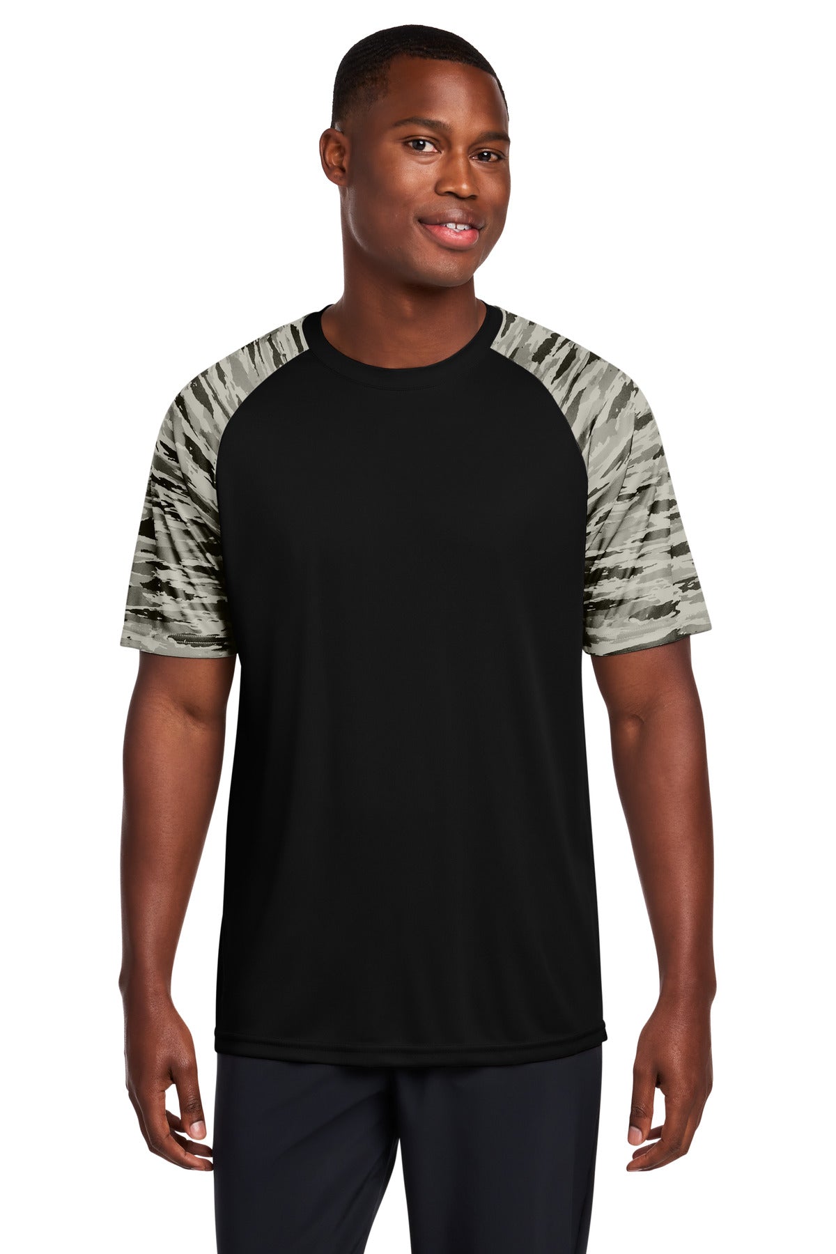 Sport-Tek Drift Camo Colorblock Tee - Black