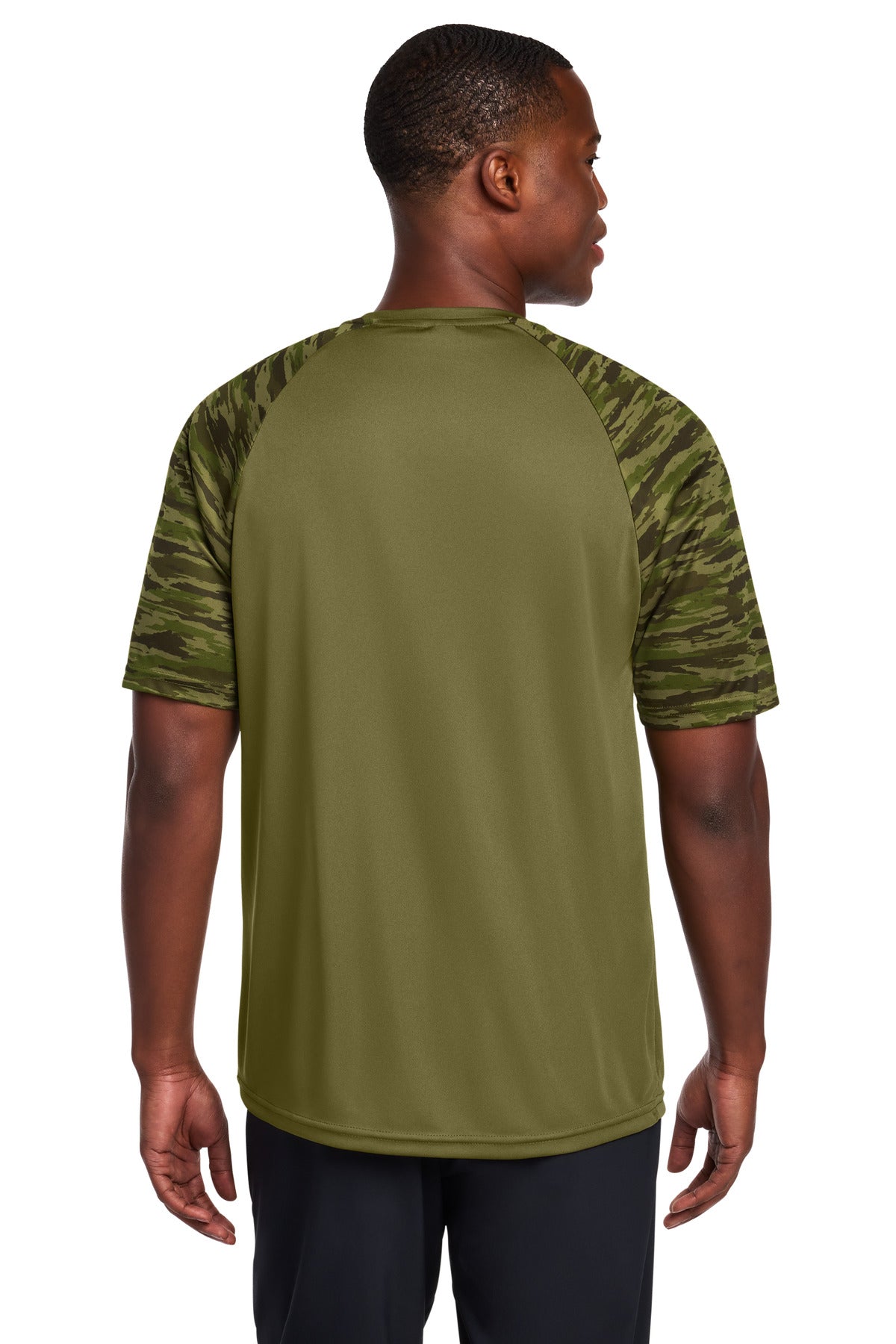 Sport-Tek Drift Camo Colorblock Tee - Olive Drab Green