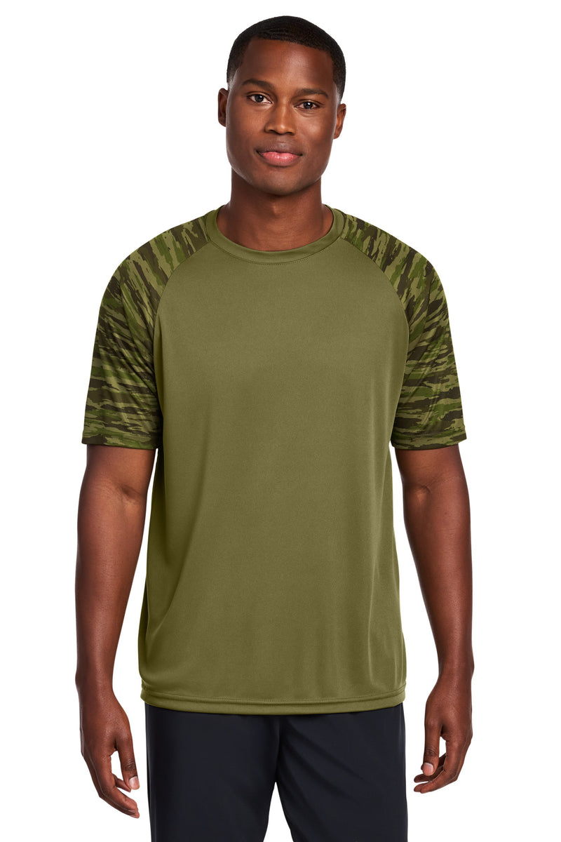 Sport-Tek Drift Camo Colorblock Tee - Olive Drab Green