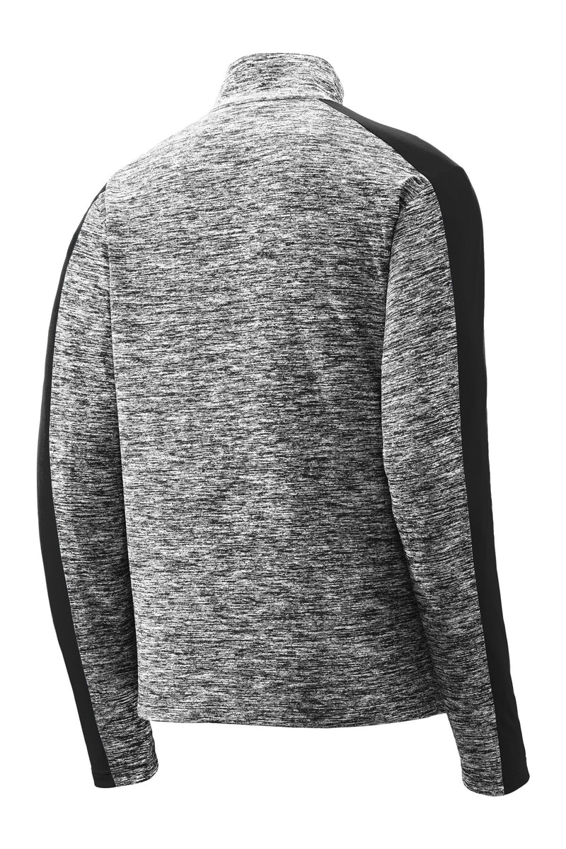 Sport-Tek PosiCharge Electric Heather Colorblock 1/4-Zip Pullover - Black Electric/ Black