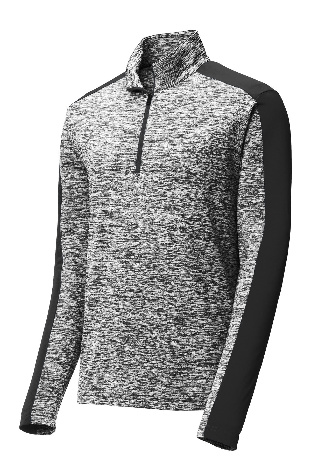 Sport-Tek PosiCharge Electric Heather Colorblock 1/4-Zip Pullover - Black Electric/ Black