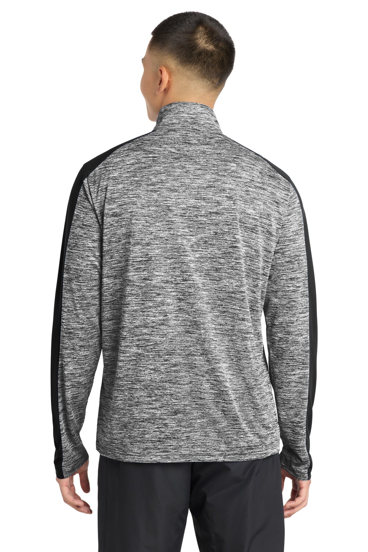 Sport-Tek PosiCharge Electric Heather Colorblock 1/4-Zip Pullover - Black Electric/ Black