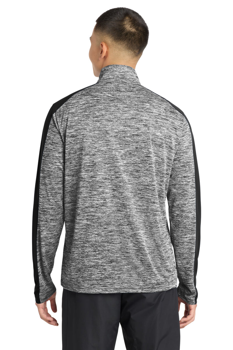Sport-Tek PosiCharge Electric Heather Colorblock 1/4-Zip Pullover - Black Electric/ Black