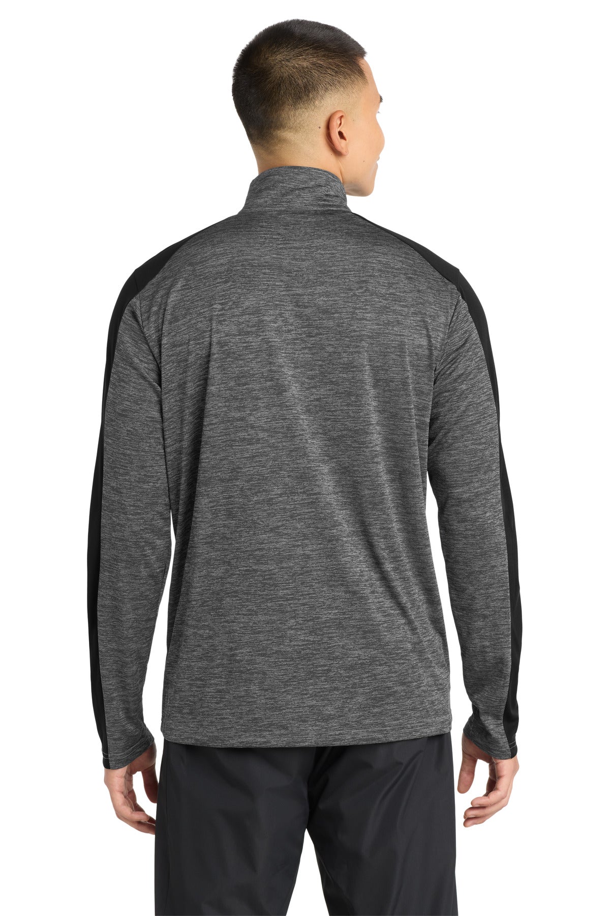 Sport-Tek PosiCharge Electric Heather Colorblock 1/4-Zip Pullover - Grey-Black Electric/ Black