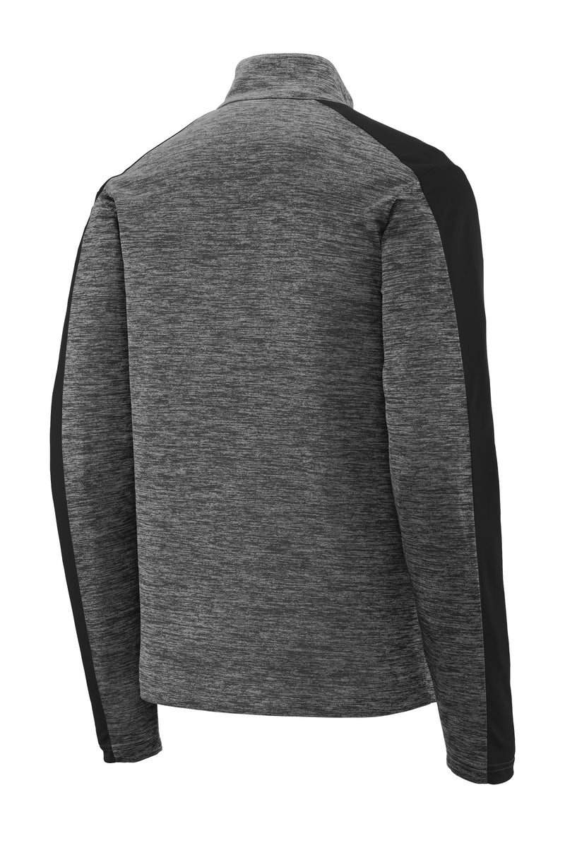 Sport-Tek PosiCharge Electric Heather Colorblock 1/4-Zip Pullover - Grey-Black Electric/ Black