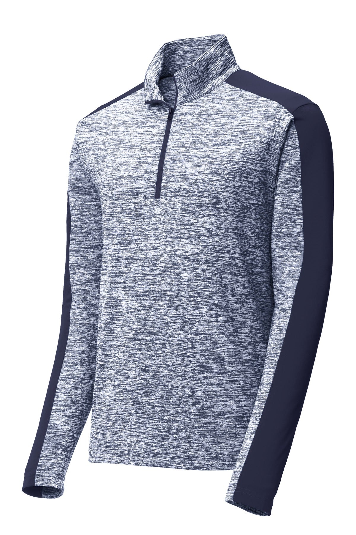 Sport-Tek PosiCharge Electric Heather Colorblock 1/4-Zip Pullover - True Navy Electric/ True Navy