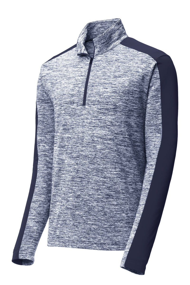 Sport-Tek PosiCharge Electric Heather Colorblock 1/4-Zip Pullover - True Navy Electric/ True Navy