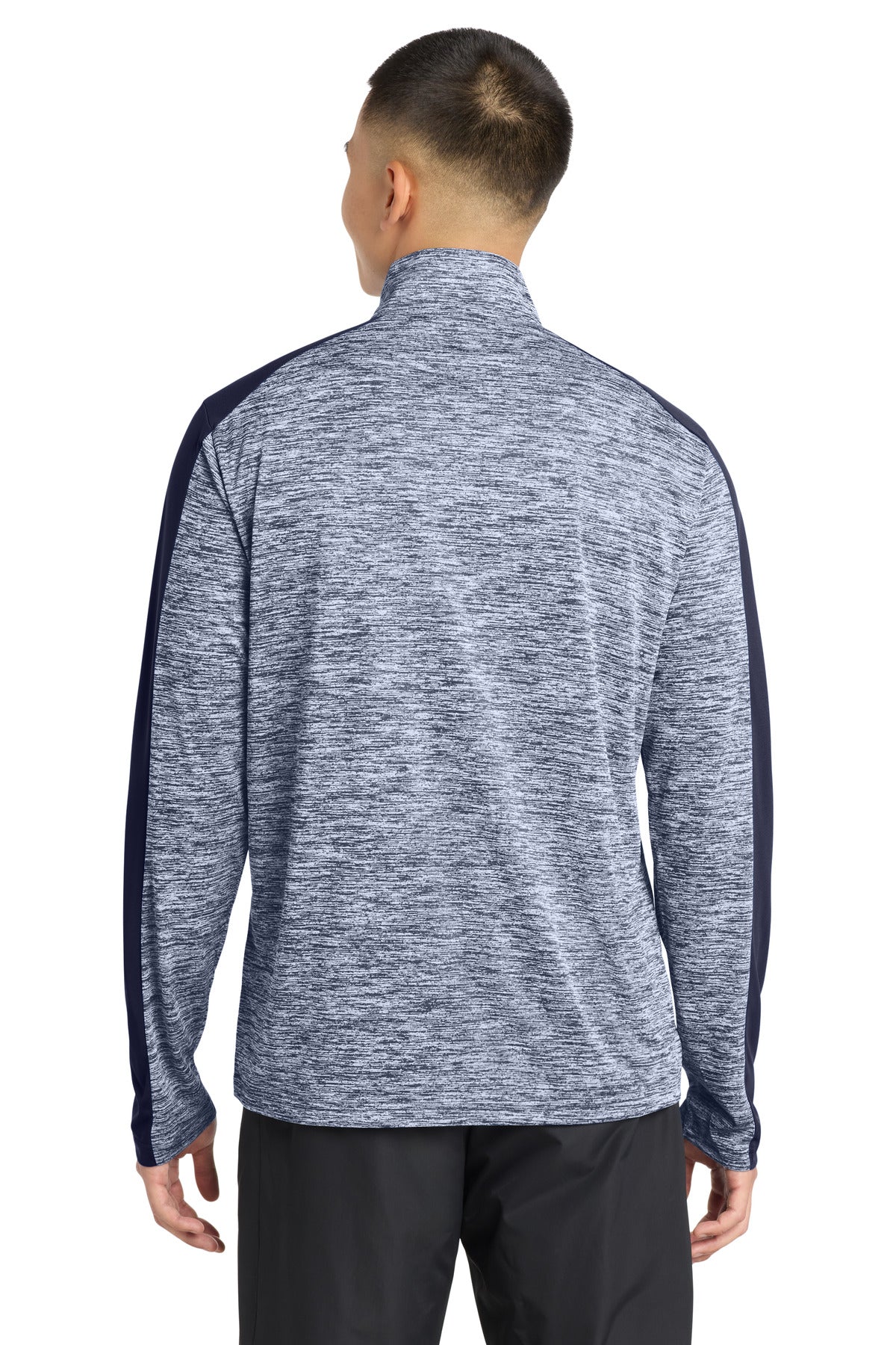 Sport-Tek PosiCharge Electric Heather Colorblock 1/4-Zip Pullover - True Navy Electric/ True Navy