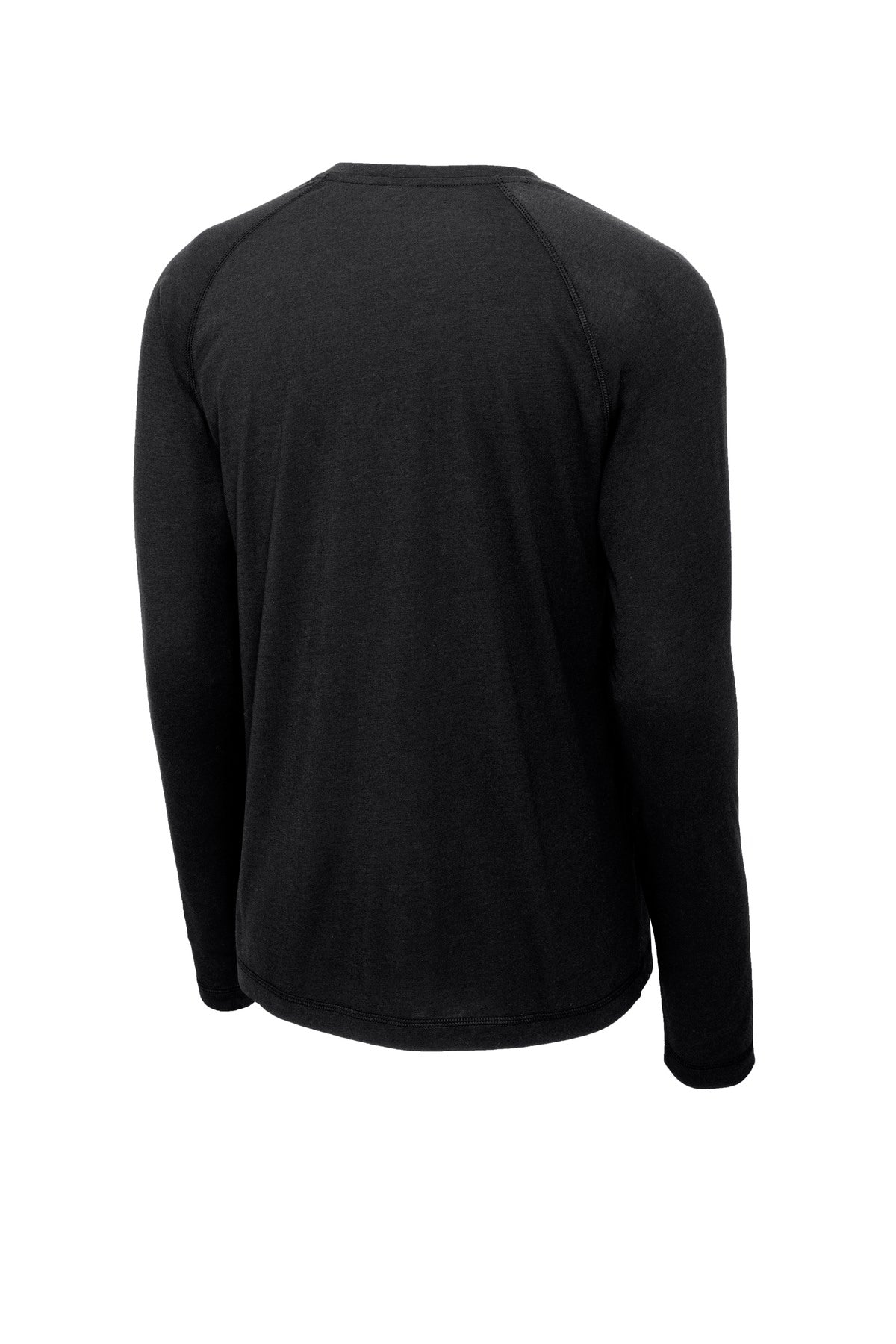 Sport-Tek  PosiCharge  Long Sleeve Tri-Blend Wicking Raglan Tee - Black Triad Solid