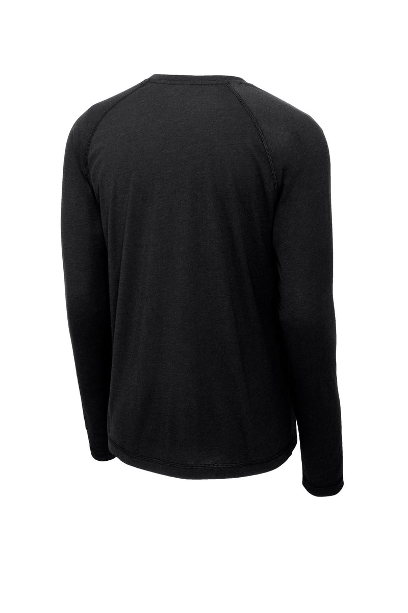Sport-Tek  PosiCharge  Long Sleeve Tri-Blend Wicking Raglan Tee - Black Triad Solid