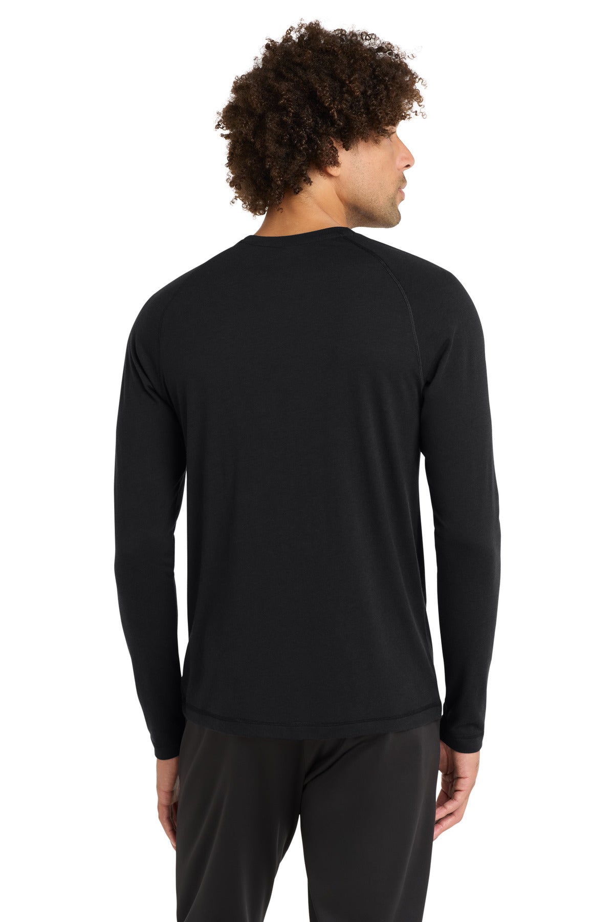 Sport-Tek  PosiCharge  Long Sleeve Tri-Blend Wicking Raglan Tee - Black Triad Solid