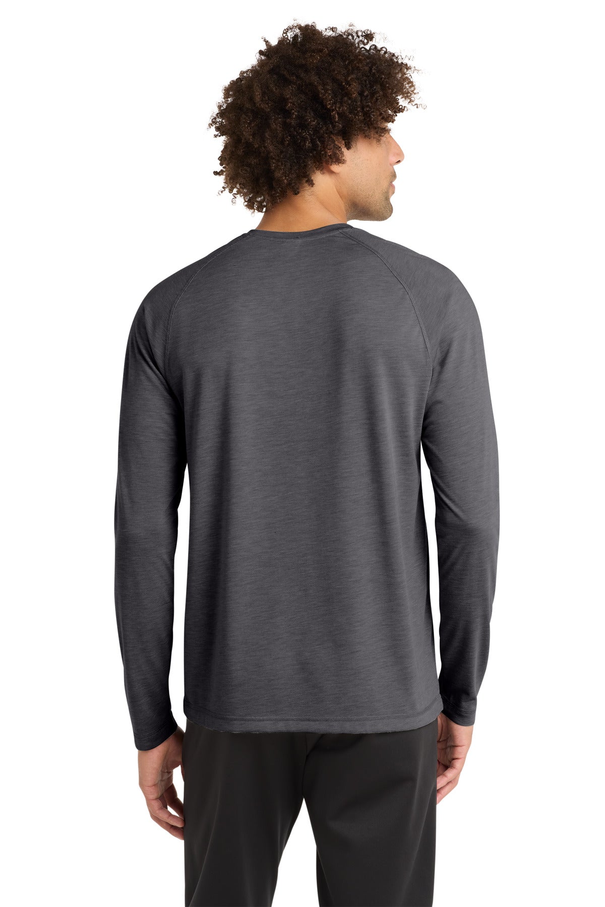 Sport-Tek  PosiCharge  Long Sleeve Tri-Blend Wicking Raglan Tee - Dark Grey Heather