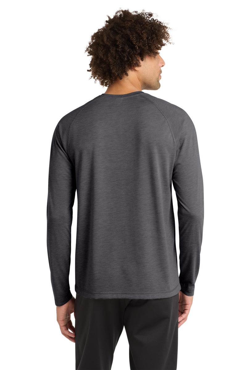 Sport-Tek  PosiCharge  Long Sleeve Tri-Blend Wicking Raglan Tee - Dark Grey Heather