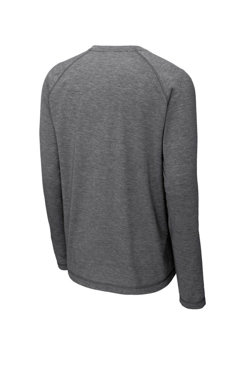 Sport-Tek  PosiCharge  Long Sleeve Tri-Blend Wicking Raglan Tee - Dark Grey Heather