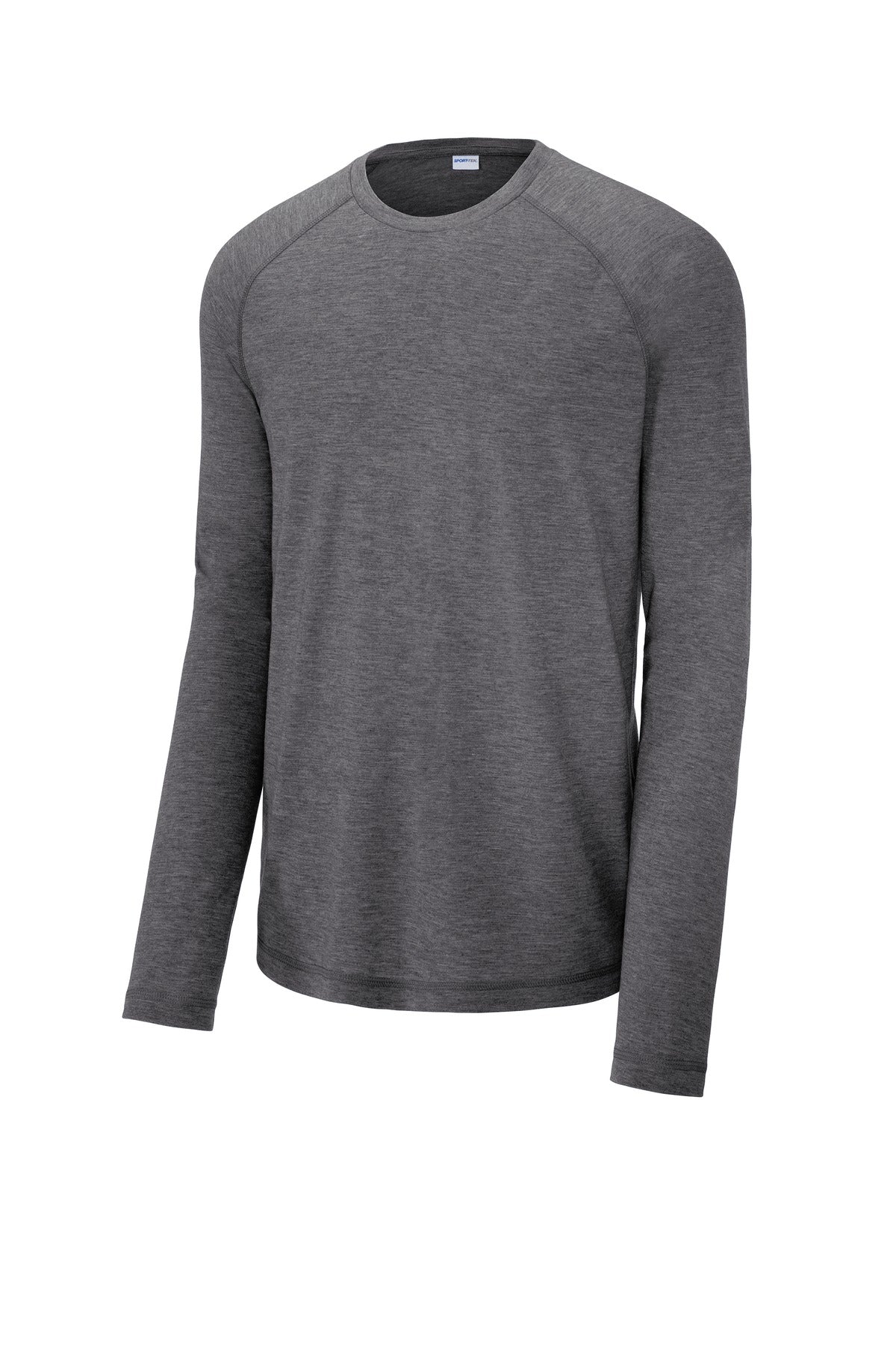 Sport-Tek  PosiCharge  Long Sleeve Tri-Blend Wicking Raglan Tee - Dark Grey Heather