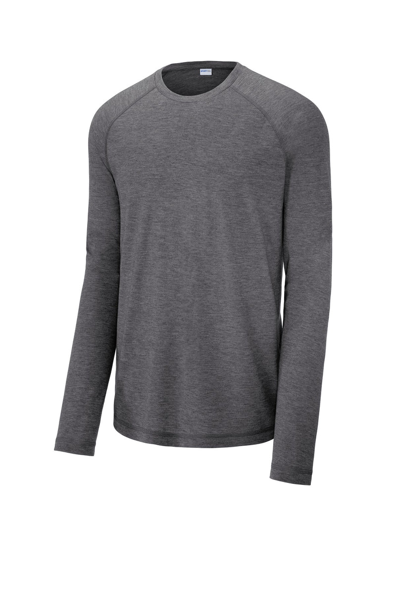 Sport-Tek  PosiCharge  Long Sleeve Tri-Blend Wicking Raglan Tee - Dark Grey Heather