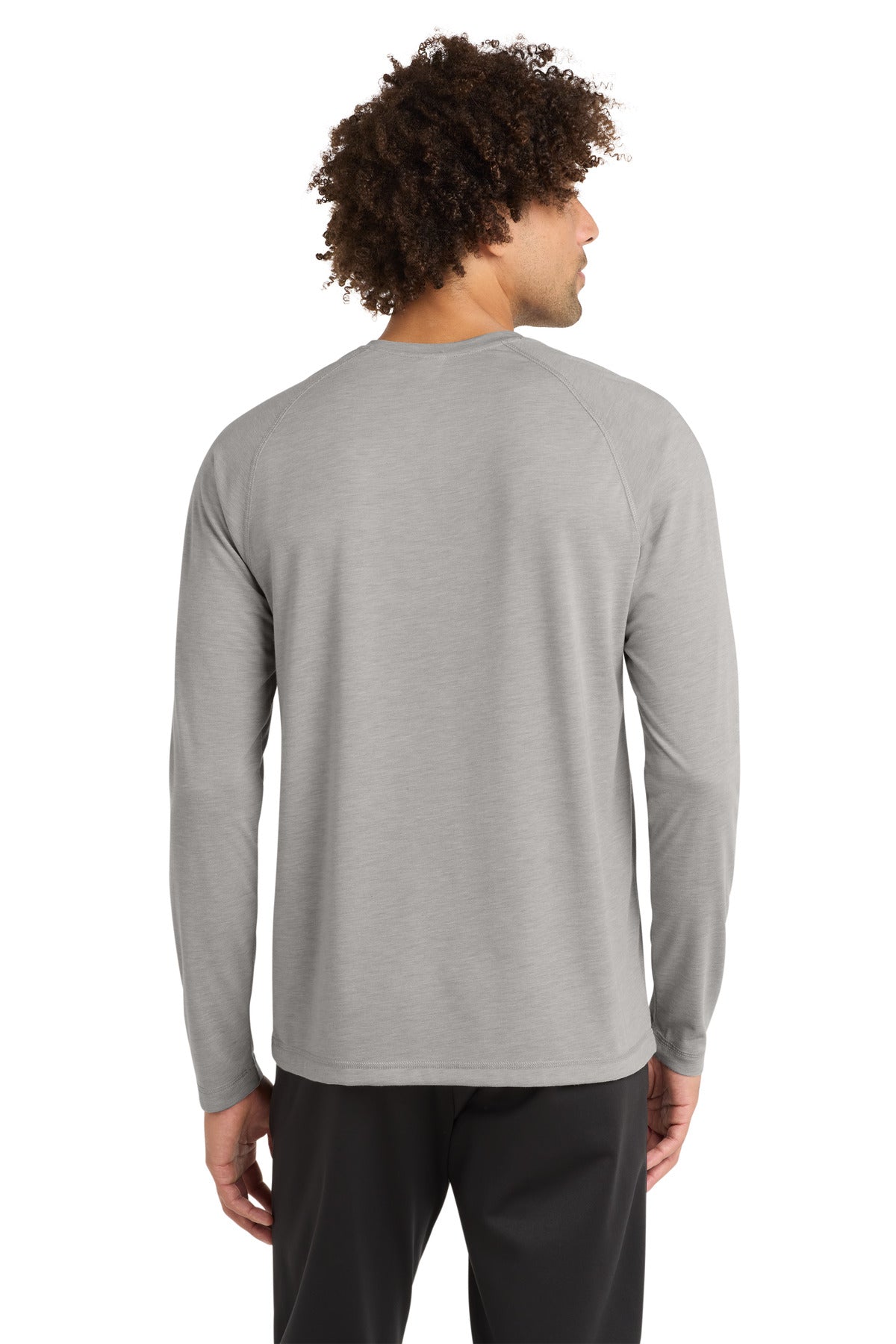 Sport-Tek  PosiCharge  Long Sleeve Tri-Blend Wicking Raglan Tee - Light Grey Heather
