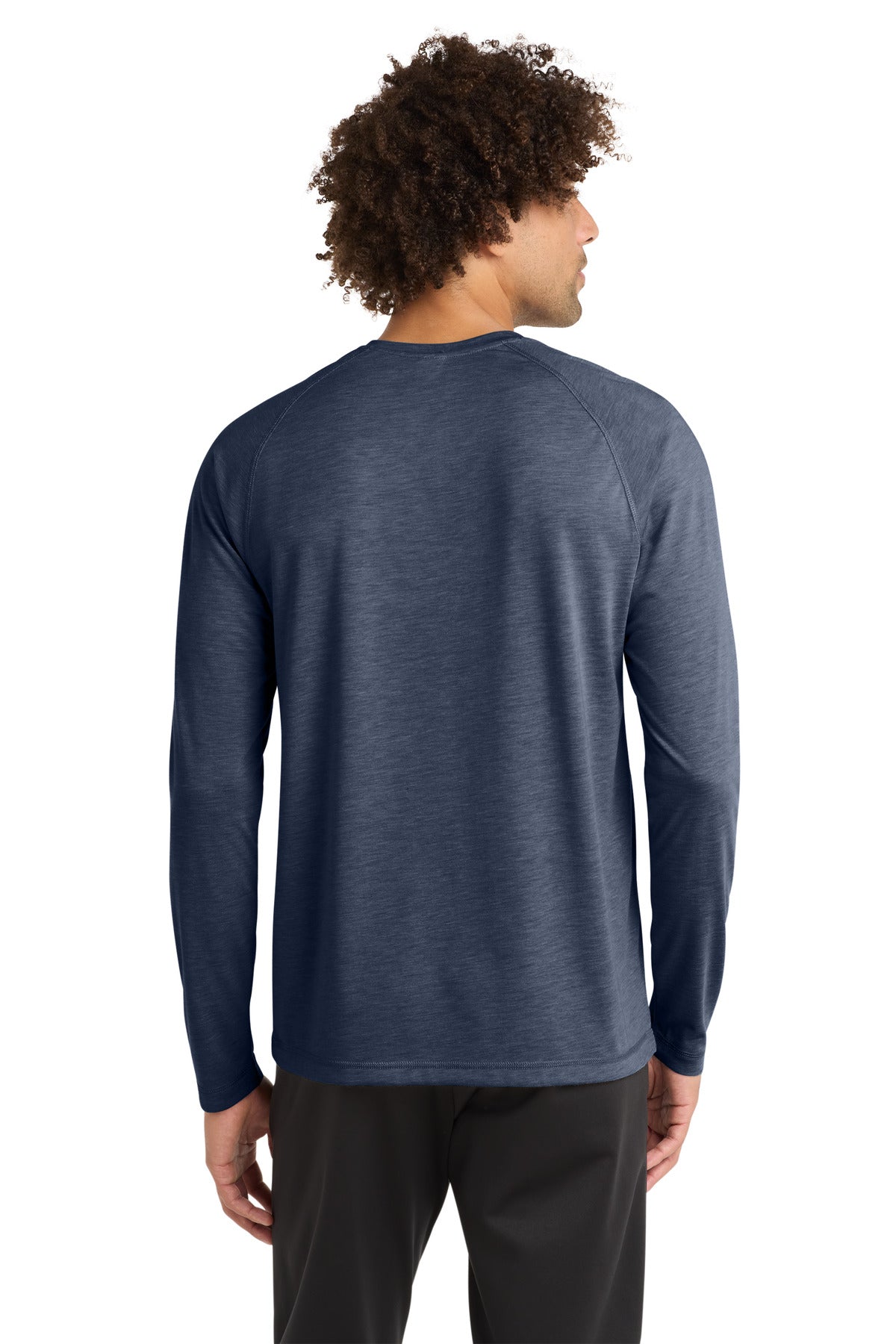 Sport-Tek  PosiCharge  Long Sleeve Tri-Blend Wicking Raglan Tee - True Navy Heather