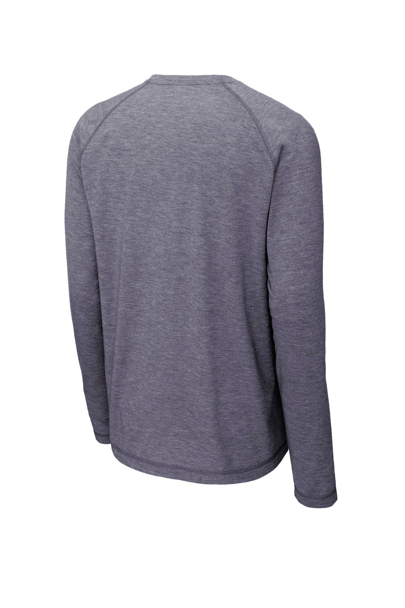 Sport-Tek  PosiCharge  Long Sleeve Tri-Blend Wicking Raglan Tee - True Navy Heather