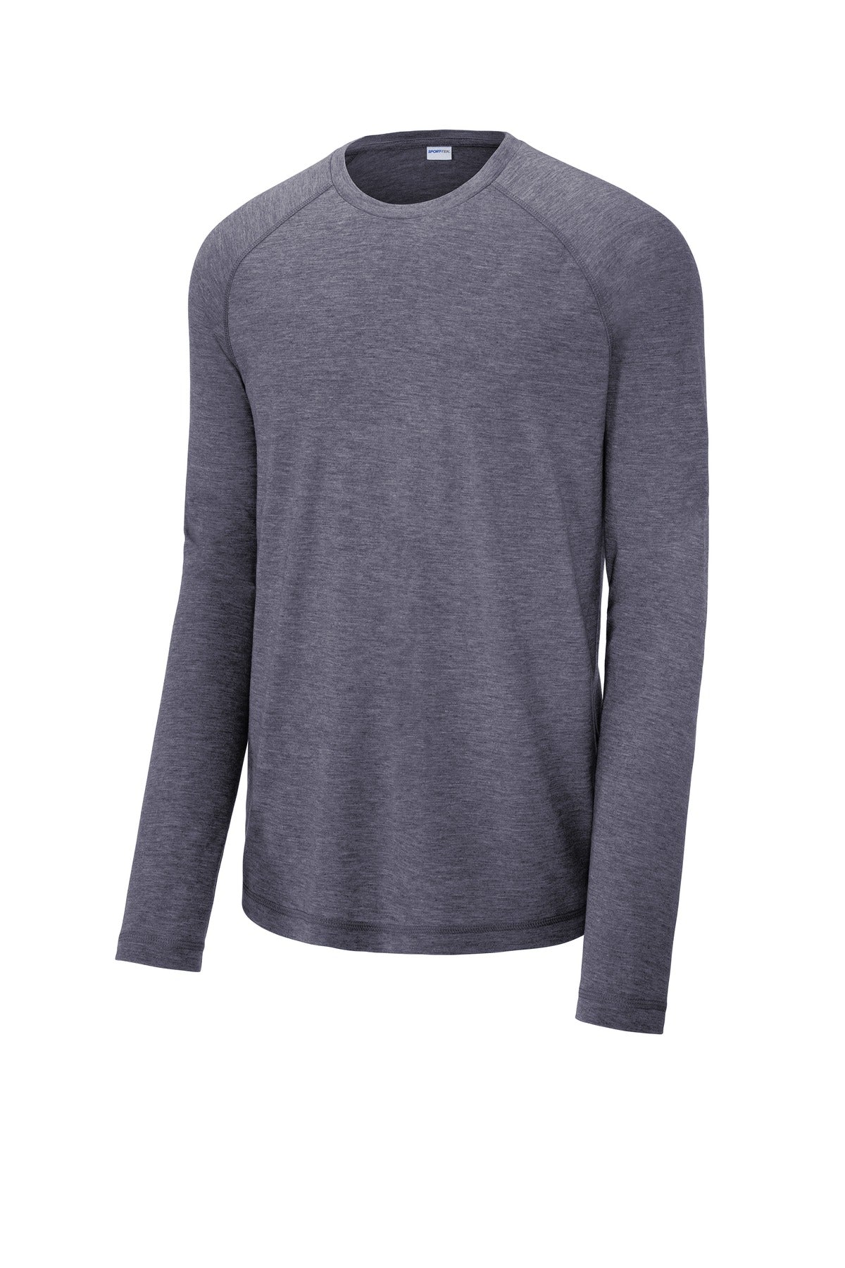 Sport-Tek  PosiCharge  Long Sleeve Tri-Blend Wicking Raglan Tee - True Navy Heather