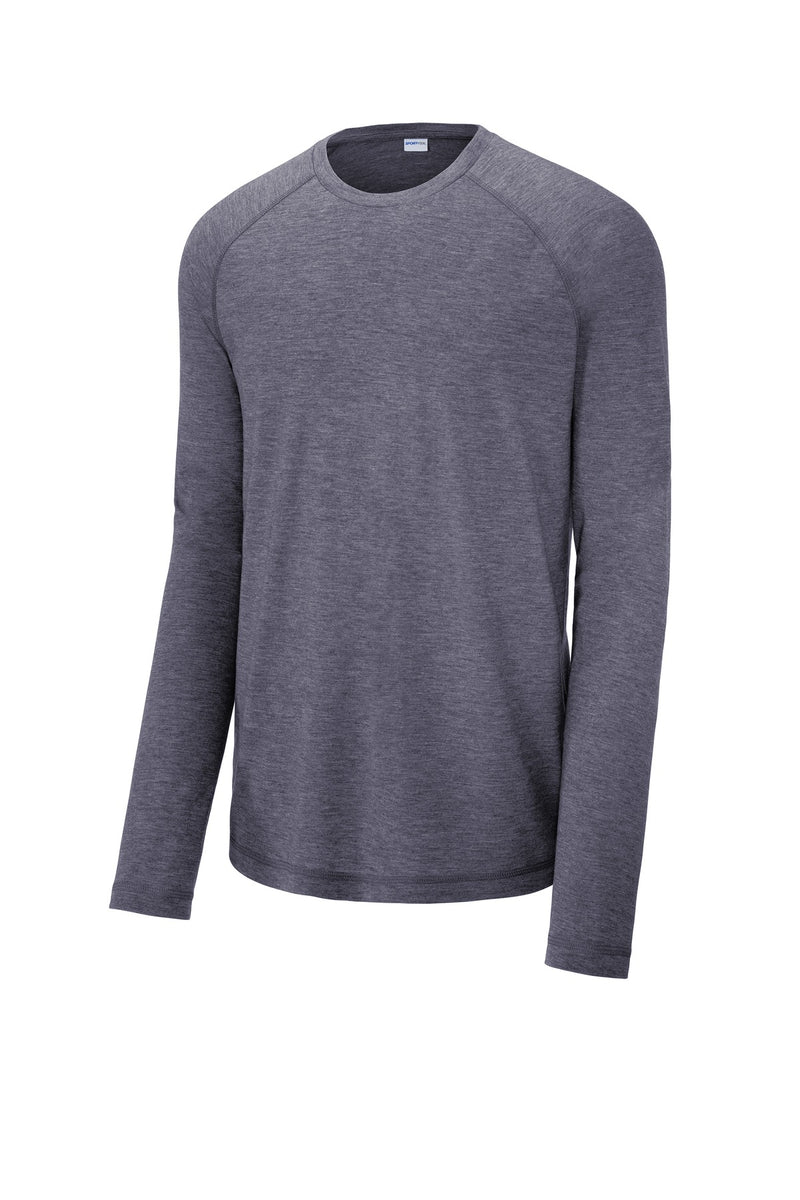 Sport-Tek  PosiCharge  Long Sleeve Tri-Blend Wicking Raglan Tee - True Navy Heather