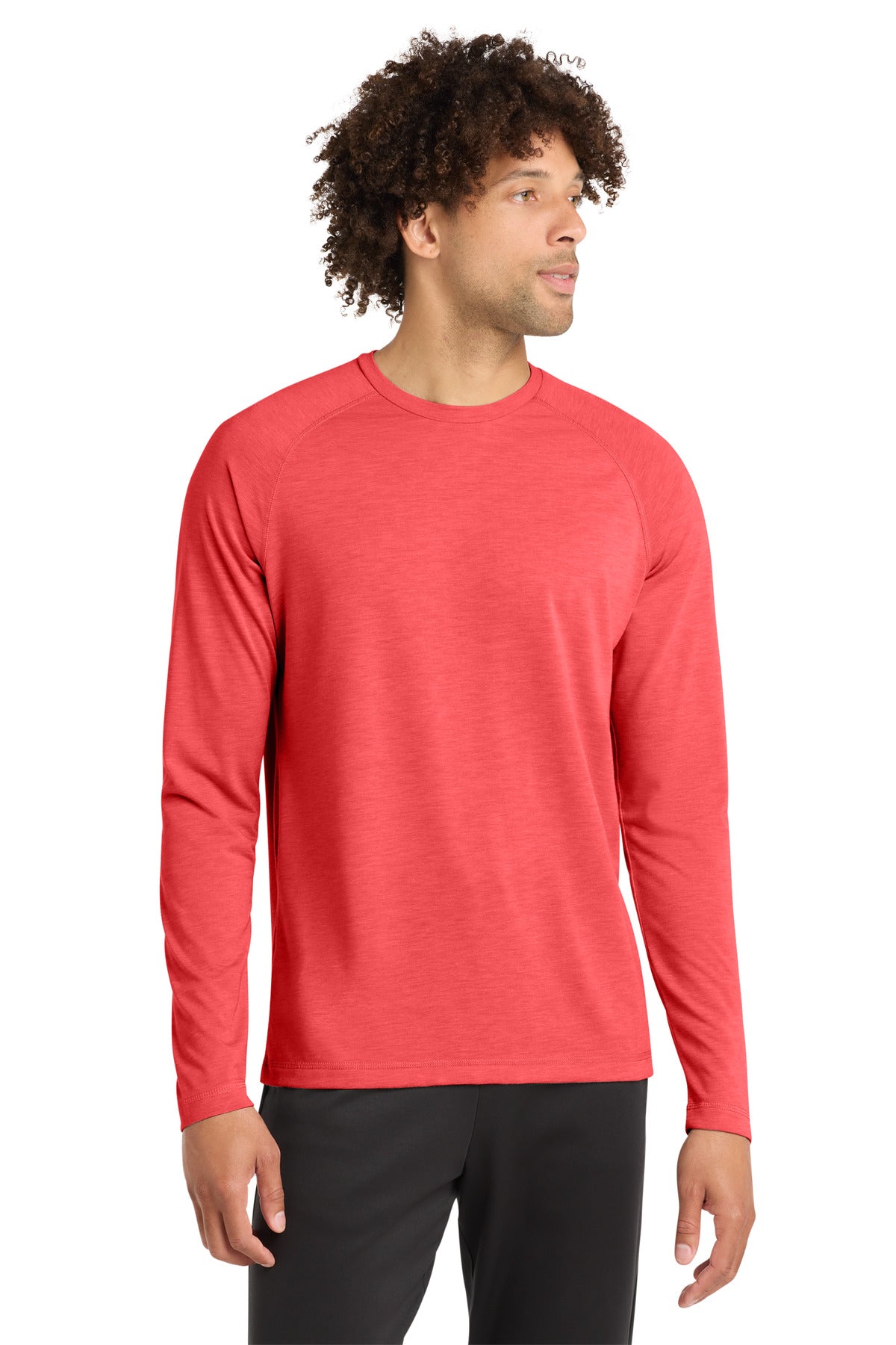 Sport-Tek  PosiCharge  Long Sleeve Tri-Blend Wicking Raglan Tee - True Red Heather